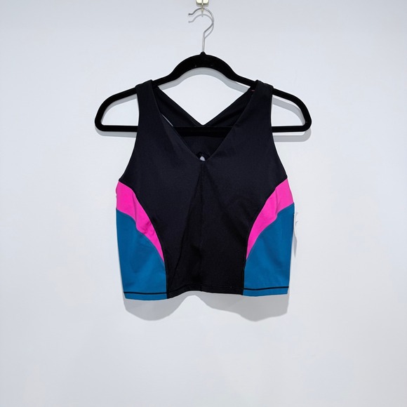 Sweaty Betty Other - SWEATY BETTY Sports Bra‎ Crop Top Size L Black Pink Blue Athletic Workout NEW